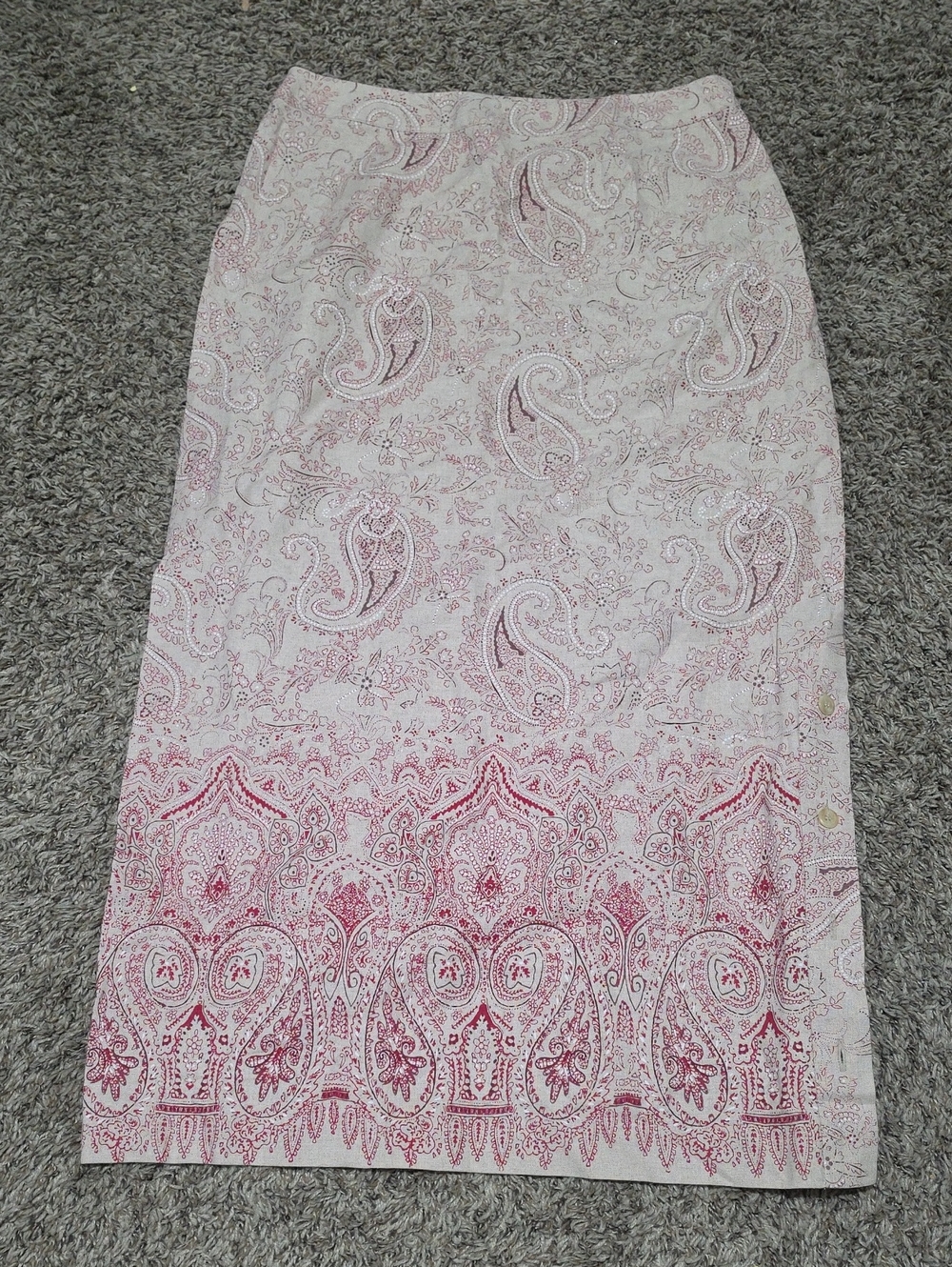 Paisley Print Pencil Skirt in Light Pink